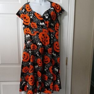 Hanpce'irs Halloween Pumpkin Print short sleeve Dress Sz XL NWOT